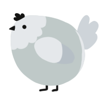A silver and mist chicken with a head pattern