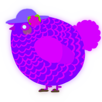 A violet and amethyst chicken with a lace pattern