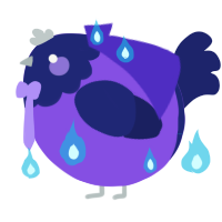 A blurple and navy chicken with a head pattern