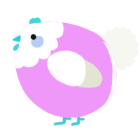 A lavender and white chicken with a head pattern