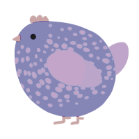 A navy and violet chicken with a speckle pattern