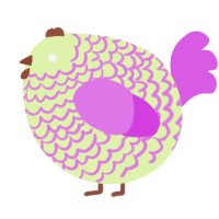 A apple and orchid chicken with a lace pattern