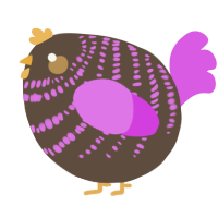 A bark and orchid chicken with a bar pattern