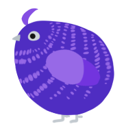 A indigo and blurple chicken with a bar pattern