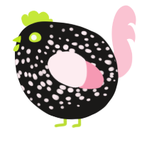 A sable and rose chicken with a speckle pattern