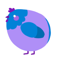 A lilac and sapphire chicken with a head pattern