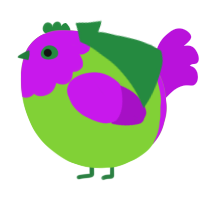 A grass and amethyst chicken with a head pattern