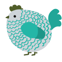 A mist and turquoise chicken with a lace pattern