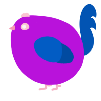 A amethyst and ultramarine chicken