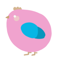 A pink and cerulean chicken