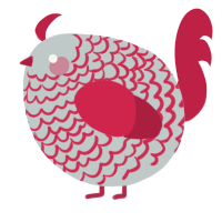 A silver and crimson chicken with a lace pattern