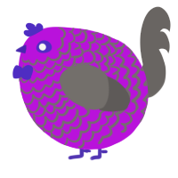 A amethyst and grey chicken with a lace pattern