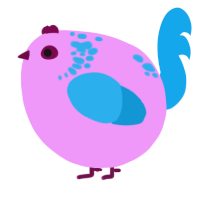 A lavender and sky chicken with a neck-speckle pattern