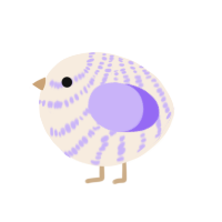 A cream and lilac chicken with a bar pattern
