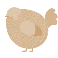 A beige chicken with a lace pattern