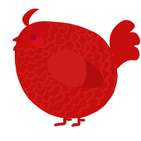 A red chicken with a lace pattern