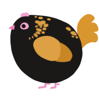 A sable and orange chicken with a neck-speckle pattern