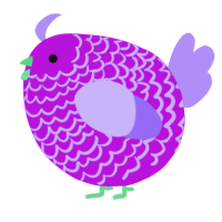 A amethyst and lilac chicken with a lace pattern