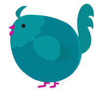 A sea and teal chicken with a head pattern