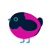 A fuchsia and tumblr chicken with a head pattern