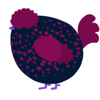 A tumblr and wine chicken with a speckle pattern