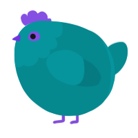 A teal chicken with a head pattern