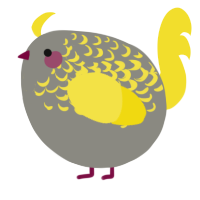 A ash and yellow chicken with a half-lace pattern