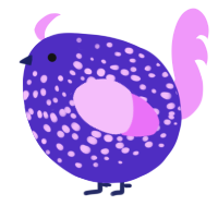 A indigo and lavender chicken with a speckle pattern