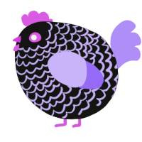 A black and lilac chicken with a lace pattern