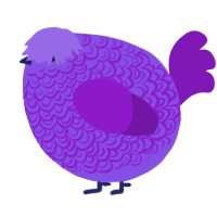 A blurple and violet chicken with a double-lace pattern