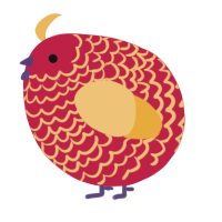 A crimson and honey chicken with a lace pattern