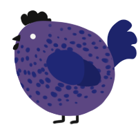 A overcast and navy chicken with a speckle pattern