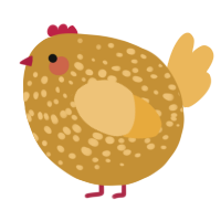 A gold and honey chicken with a speckle pattern