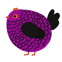 A plum and black chicken with a lace pattern