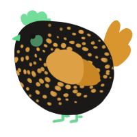 A sable and orange chicken with a speckle pattern