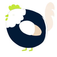 A tumblr and cream chicken with a head pattern