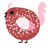 A red and rose chicken with a speckle pattern