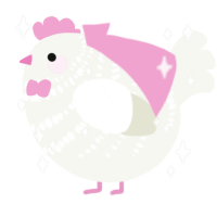 A white chicken with a bar pattern