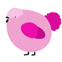 A pink and fuchsia chicken
