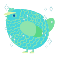 A aqua and spring chicken with a lace pattern