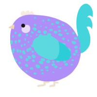 A lilac and aqua chicken with a speckle pattern