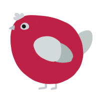 A crimson and silver chicken