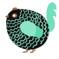 A black and mint chicken with a lace pattern