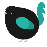 A sable and turquoise chicken