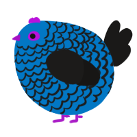 A sapphire and sable chicken with a lace pattern