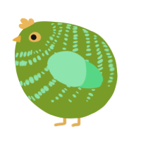 A chartreuse and spring chicken with a bar pattern