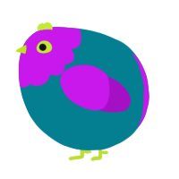 A sea and amethyst chicken with a head pattern