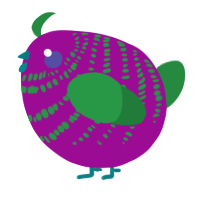 A plum and viridian chicken with a bar pattern