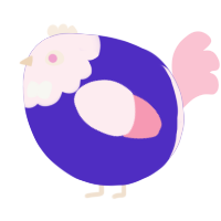 A indigo and rose chicken with a head pattern