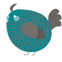 A teal and grey chicken with a lace pattern
